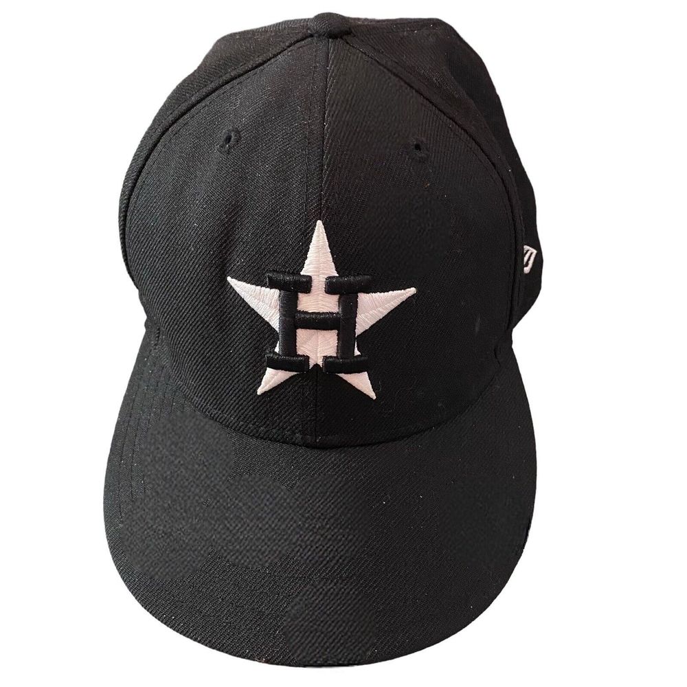 Houston Astros Black Fitted Cap New Era Cooperstown Collection 100% Wool 7 1/8